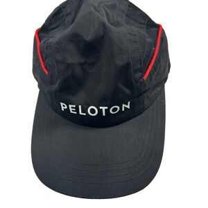 Peloton Black Red Vented Shield Nylon Running Cycling Lightweight Cap Hat